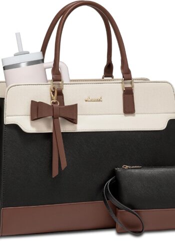 LOVEVOOK Laptop Tote Bag for Women,Leather Work Bag, Waterproof Business Teacher Bag,Large Computer Handbag Purse Briefcase,Office Gifts for Women