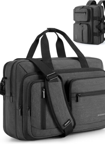 BAGSMART 3 In 1 Laptop Bag for Men, Computer Briefcase 17.3 Inch Laptop Water-Repellent Shoulder Bag, Computer Bag Business Travel Office, Black